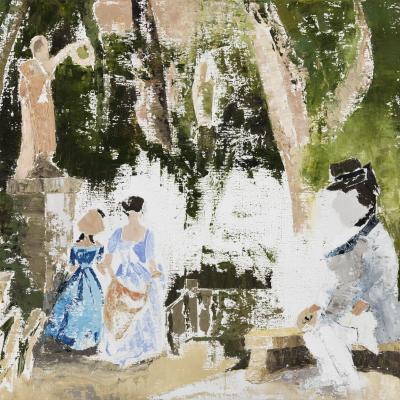 Solitude sur un banc | Huile sur toile - 54x65